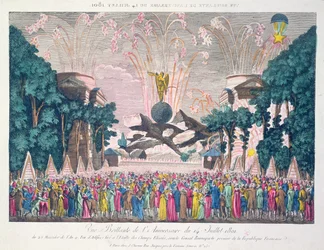 Fireworks at the Etoile, Champs-Elysees, Paris, to Celebrate the Anniversary of the 14th July, 1801